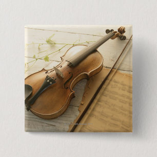 Violin and Sheet Music 15 Cm Square Badge