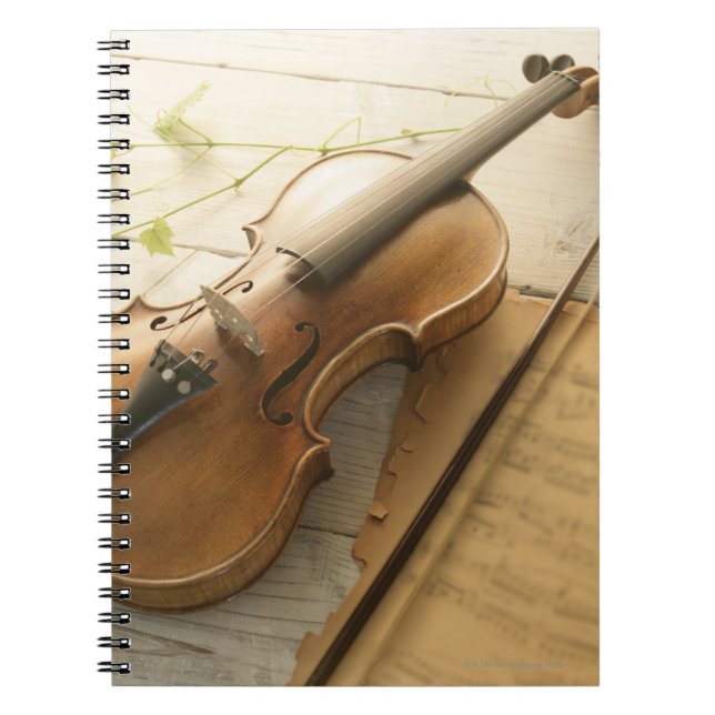 Violin and Sheet Music Notebook (Front)