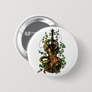 Violin and snake 6 cm round badge
