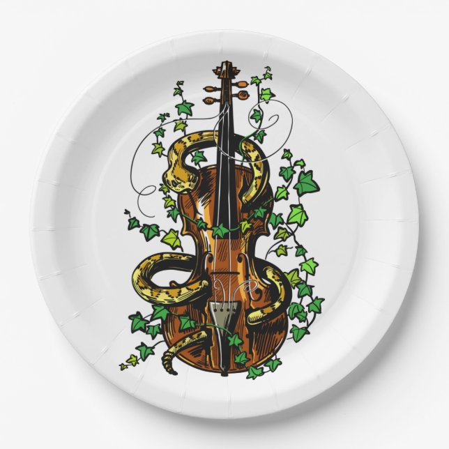 Violin and snake paper plate (Front)