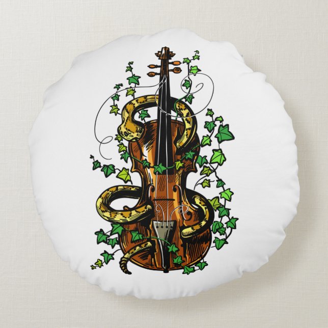 Violin and snake round cushion (Back)