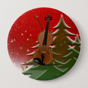 Violin at Christmas 10 Cm Round Badge