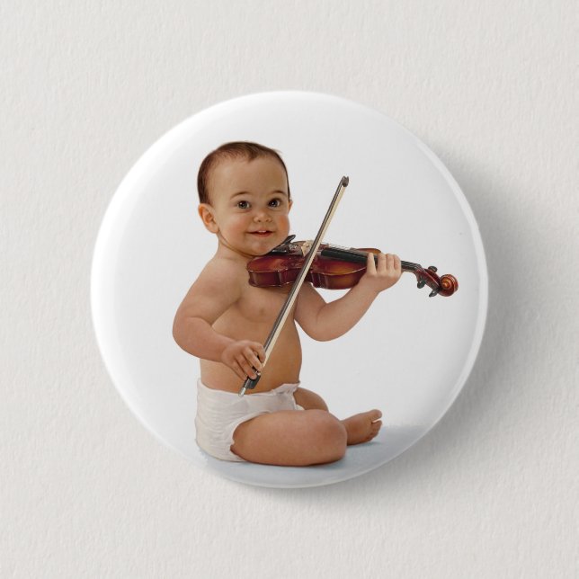 Violin Baby 6 Cm Round Badge (Front)