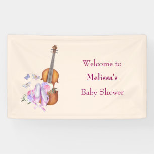Violin, Ballet Shoes and Butterflies Baby Shower Banner