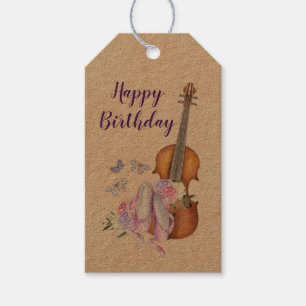 Violin, Ballet Shoes and Butterflies Birthday Gift Tags