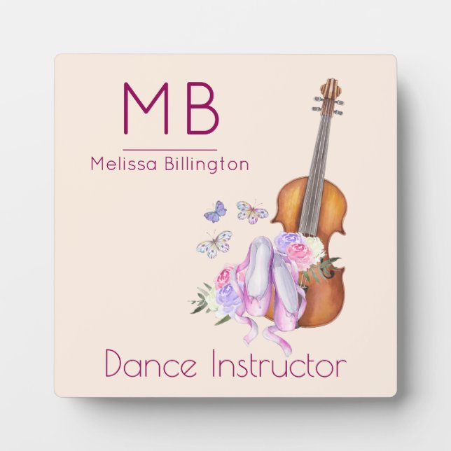 Violin, Ballet Shoes and Butterflies Custom Plaque (Front)