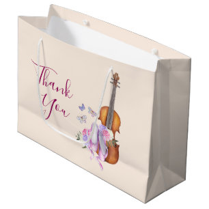 Violin, Ballet Shoes and Butterflies Thank You Large Gift Bag