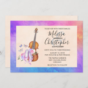 Violin, Ballet Shoes, and Butterflies Wedding Invitation