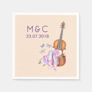 Violin, Ballet Shoes and Butterflies Wedding Napkin