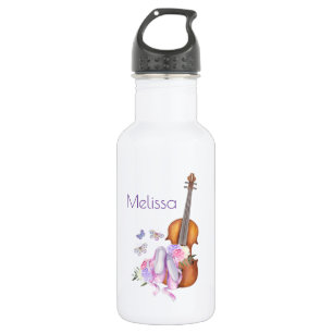 Violin, Ballet Shoes, Flowers and Butterflies 532 Ml Water Bottle