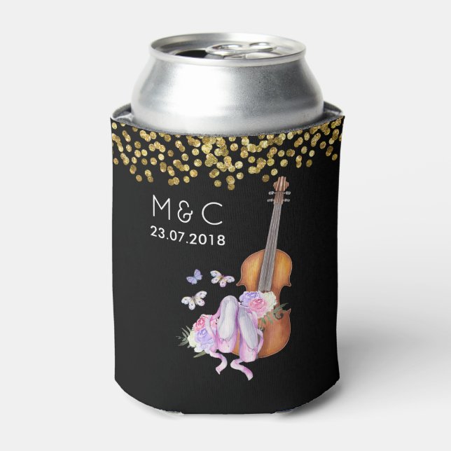 Violin, Ballet Shoes, Flowers and Butterflies Can Cooler (Can Front)