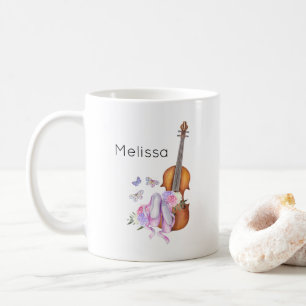 Violin, Ballet Shoes, Flowers and Butterflies Coffee Mug