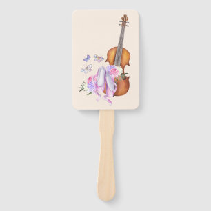 Violin, Ballet Shoes, Flowers and Butterflies Hand Fan