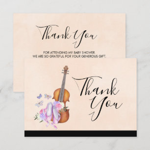 Violin, Ballet Shoes, Flowers and Butterflies Invitation