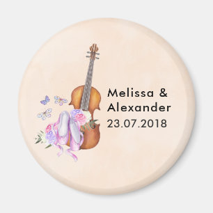 Violin, Ballet Shoes, Flowers and Butterflies Magnet