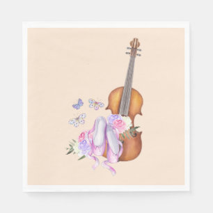 Violin, Ballet Shoes, Flowers and Butterflies Napkin