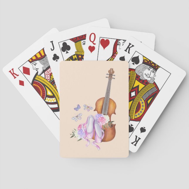 Violin, Ballet Shoes, Flowers and Butterflies Playing Cards (Back)
