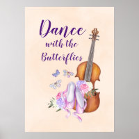 Violin, Ballet Shoes, Flowers and Butterflies