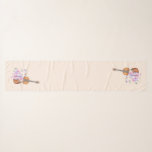 Violin, Ballet Shoes, Flowers and Butterflies Scarf<br><div class="desc">Chiffon scarf with a soft feminine design. Illustrated with a watercolor image of a wooden violin,  some pink ballet slippers resting against it and decorated with flowers and butterflies.  Set on a peach pink coloured background.</div>