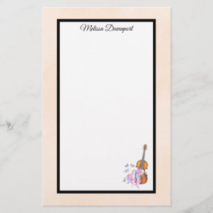 Violin, Ballet Shoes, Flowers and Butterflies Stationery