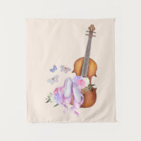 Violin, Ballet Shoes, Flowers and Butterflies