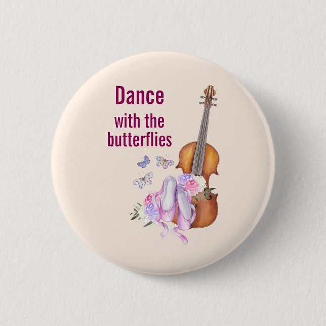Violin & Ballet Shoes Inspirational Dance 6 Cm Round Badge (Front)