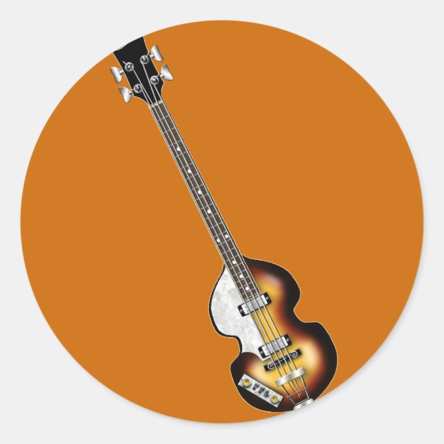 Violin Bass Guitar Classic Round Sticker (Front)