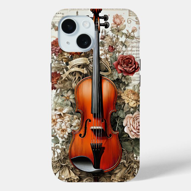 Violin Beauty, floral ornate AI-generated, Case-Mate iPhone Case (Back)