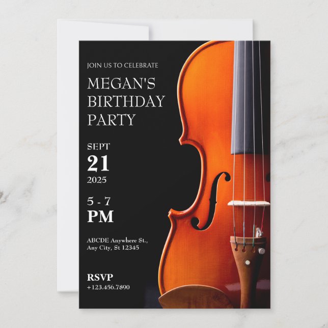 Violin birthday invitation (Front)