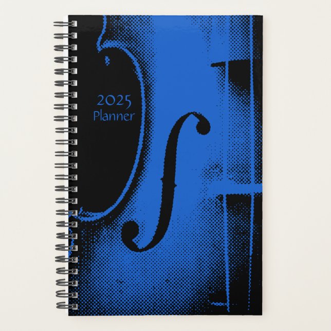 Violin Blue Black Fiddle Music Lesson Planner (Front)