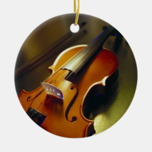 Violin & Bow Close-Up 2 Ceramic Tree Decoration