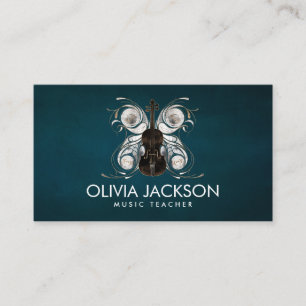 Violin Butterfly  - Watercolor and gold Business Card