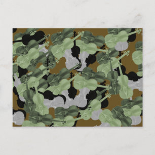 Violin Camo Camouflage Pattern Postcard