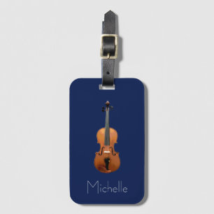 Violin Case Monogram Minimalist Blue Luggage Tag