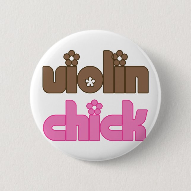 Violin Chick 6 Cm Round Badge (Front)