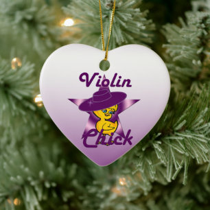 Violin Chick #9 Ceramic Tree Decoration