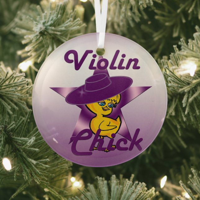 Violin Chick #9 Glass Tree Decoration (Insitu)