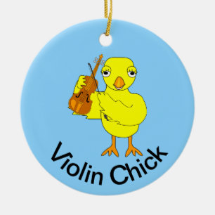 Violin Chick Ceramic Tree Decoration