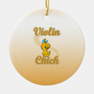 Violin Chick Ceramic Tree Decoration