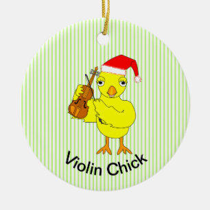 Violin Chick Ceramic Tree Decoration
