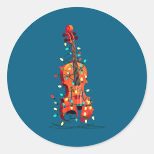 Violin Christmas Graphics Lights Lover Player Viol Classic Round Sticker
