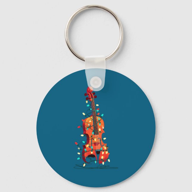 Violin Christmas Graphics Lights Lover Player Viol Key Ring (Front)