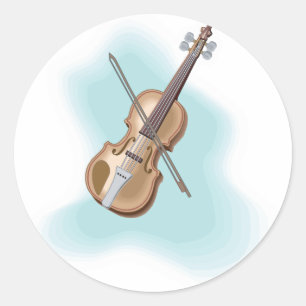 violin classic round sticker