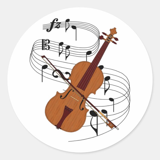 Violin Classic Round Sticker (Front)