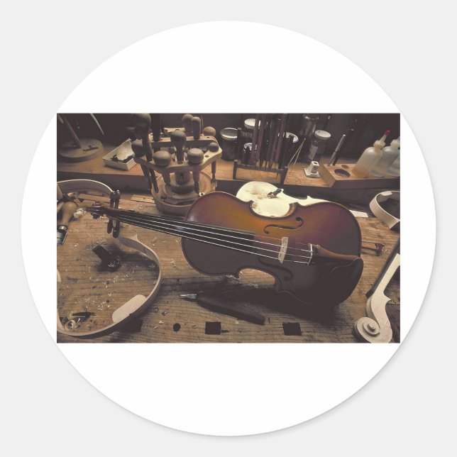 Violin Classic Round Sticker (Front)