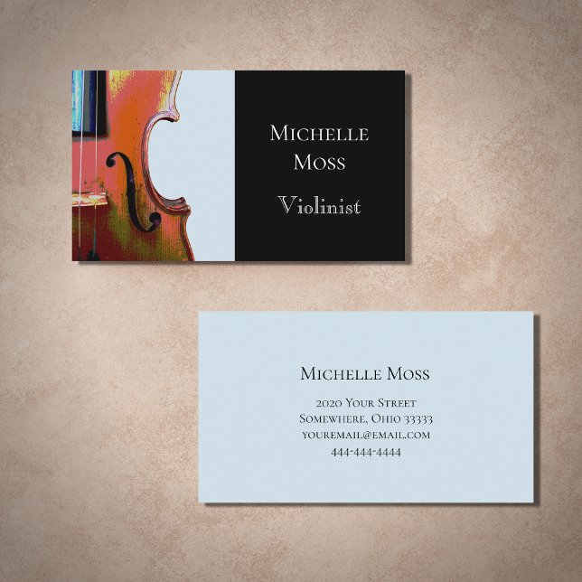 Violin Classical Music Blue and Black Business Card (Creator Uploaded)