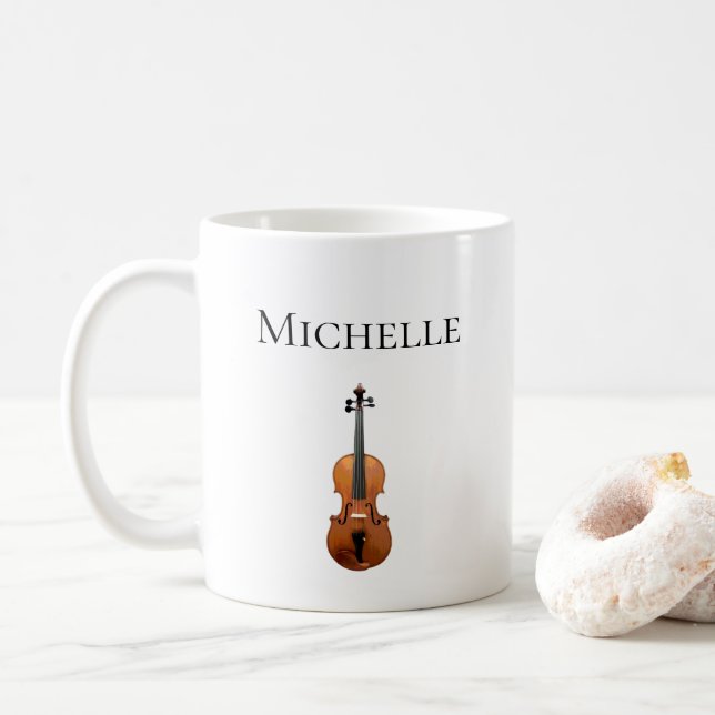 Violin Classical Music Cute Fiddle Coffee Mug (With Donut)