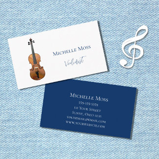 Violin Classical Music Elegant Blue Business Card
