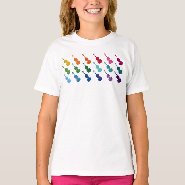 Violin Colourful Fun Array Music T-Shirt (Front)