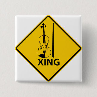 Violin Crossing Highway Sign 15 Cm Square Badge